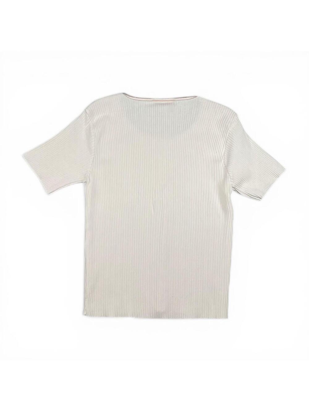 Vintage Ribbed Light Pink Short Sleeve Cotton Top Small - Picture 2 of 5